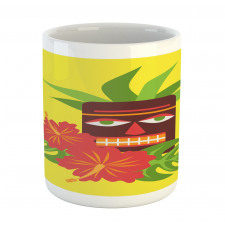 Tiki Mask and Exotic Hibiscus Mug