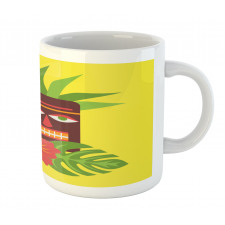 Tiki Mask and Exotic Hibiscus Mug