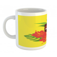 Tiki Mask and Exotic Hibiscus Mug