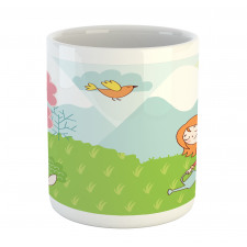 Cartoon Girl Animal in Wood Mug