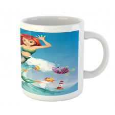 Wave with Cartoon Fish Mug