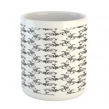 Monochrome Bicycles Pattern Mug