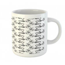 Monochrome Bicycles Pattern Mug