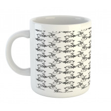 Monochrome Bicycles Pattern Mug