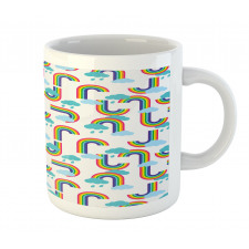 Rainbow and Clouds Pattern Mug