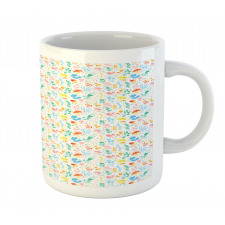 Pastel Dots and Flora Scene Mug