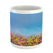 Abstract Sky Dreamy Flowers Mug