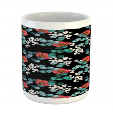 Peony Daisy and Leaves Art Mug