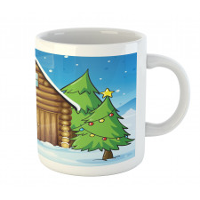 Cabin and Firs in Winter Mug