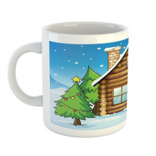 Cabin and Firs in Winter Mug