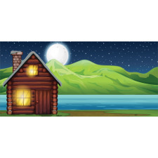 Cabin near River at Night Mug