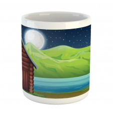 Cabin near River at Night Mug