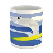 Shark Fish on a Surfboard Mug