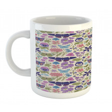 Butterfly Pansy Flower Leaf Mug