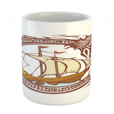 Sailing Boat Waves Dragon Mug