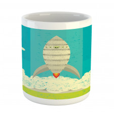 Flying Rocket Clouds Art Mug