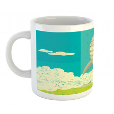 Flying Rocket Clouds Art Mug