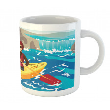 Boy Kayaking in the River Mug