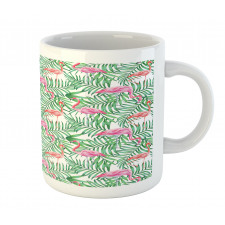 Flamingos on Jungle Leaves Mug