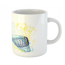 Yellow Indigo Blue Drawings Mug