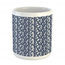 Slate Blue Stripes on Leaves Mug