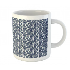 Slate Blue Stripes on Leaves Mug