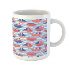 Sailing Boats Wave Graphic Mug