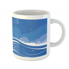 Clouds Seagulls Boat Mug