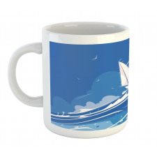 Clouds Seagulls Boat Mug