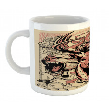 Floral Skull and Wolves Mug