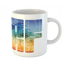 Surf Retro Letters Palms Mug