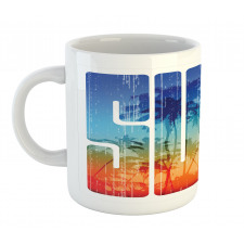 Surf Retro Letters Palms Mug