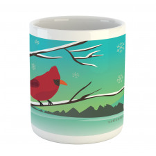 Bird on Snowy Branch Mug