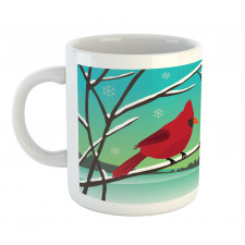 Bird on Snowy Branch Mug