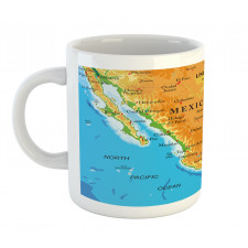 Detailed Map of Mexico Oceans Mug