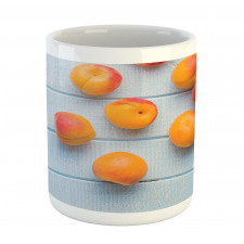 Apricots on Blue Wooden Table Mug