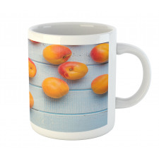 Apricots on Blue Wooden Table Mug