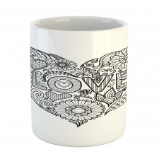 Love Uncolored Doodle Heart Mug