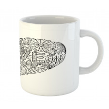 Love Uncolored Doodle Heart Mug