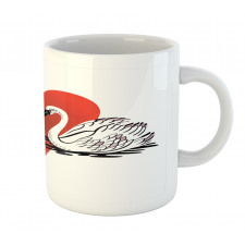 Couple Swans Lake Hearts Art Mug