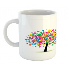 Colorful Hearts Leaves Trees Mug