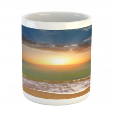 Sandy Beach Waves Sunset Mug