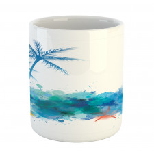 Seashells Blue Palm Art Mug