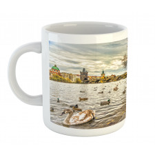 Swimming Swans in River Mug