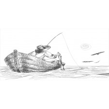 Fisherman on Boat Sketch Mug