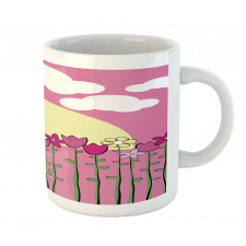 Pink Flowers Butterflies Mug