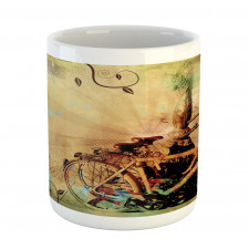 Bikes in Street Floral Mug