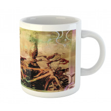 Bikes in Street Floral Mug