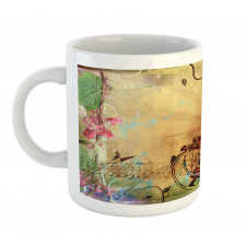 Bikes in Street Floral Mug