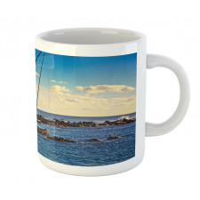 Yacht on Rocks Harbor Mug